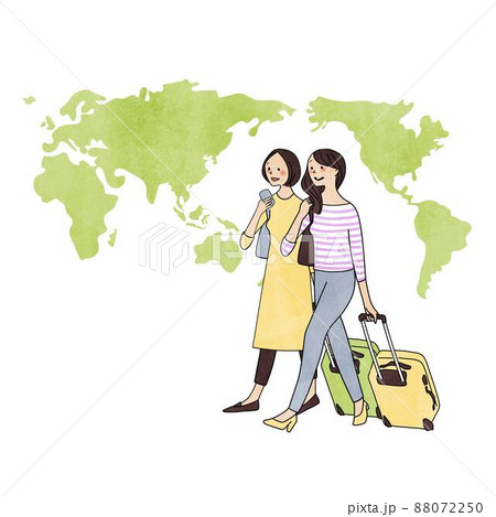 旅行する女性たちと世界地図 旅行する女性たちと世界地図 88072250