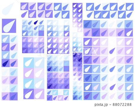 雨のアイコン パターン素材集のイラスト素材 0722