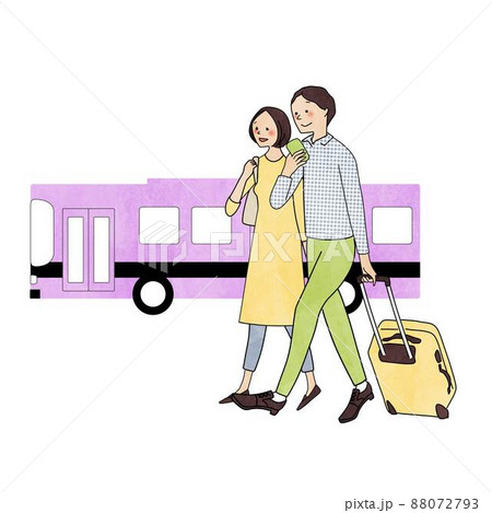 旅行する男女とバス 旅行する男女とバス 88072793