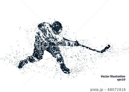 点描画風のアイスホッケーのシルエット、2色のベクターイラストレーション 点描画風のアイスホッケーのシルエット、2色のベクターイラストレーション 88072816