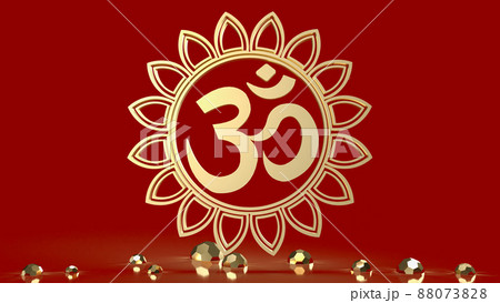 The ohm gold on red background  3d rendering 88073828