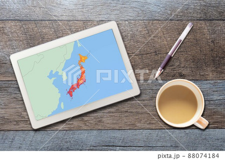 日本列島 気温分布図 温度 高温 低温（タブレット ペン） 88074184