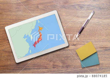 日本列島 気温分布図 温度 高温 低温(タブレット 文具) 日本列島 気温分布図 温度 高温 低温(タブレット 文具) 88074185