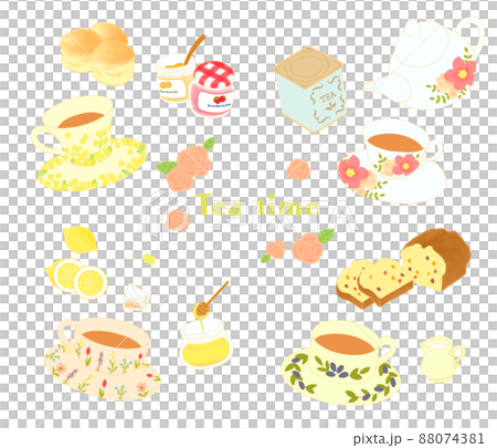 Tea time illustration set Tea time illustration set 88074381