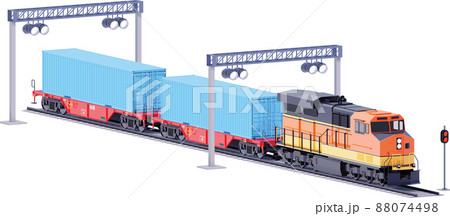 Vector freight train and container railcars 88074498
