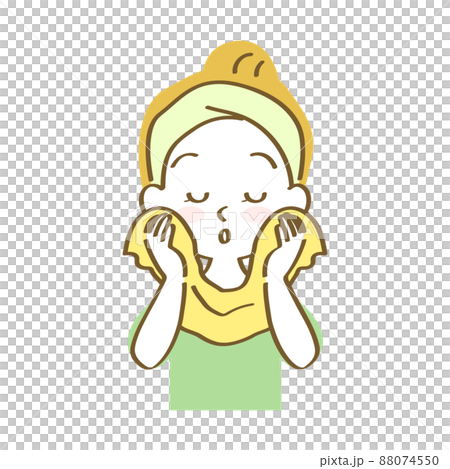 Illustration material: Female icon gently wiped off with a towel (adult / hand-painted pastel / upper body) 88074550