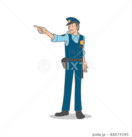 交通違反を注意する警察官のイラスト素材