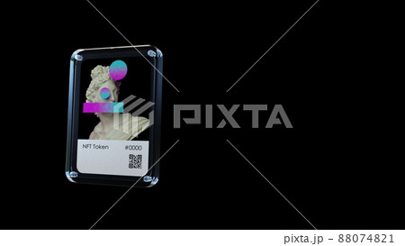 NFT explanation card. Loop animation collectible style card. 3d render animation. 88074821