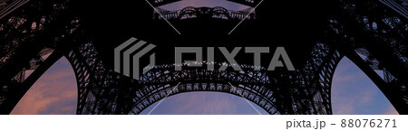 Eiffel Tower (contour) in Paris, France (against the background of a beautiful sky) 88076271