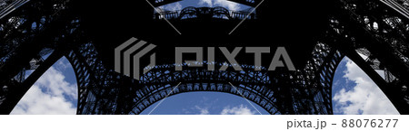 Eiffel Tower (contour) in Paris, France (against the background of a beautiful sky) 88076277