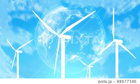 風力発電 自然エネルギーイメージ背景のイラスト素材