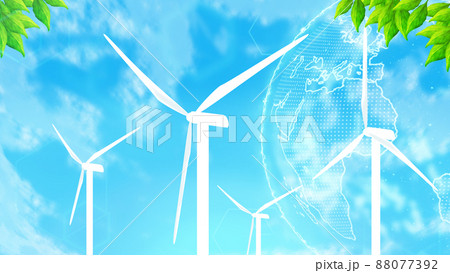 風力発電 自然エネルギーイメージ背景のイラスト素材