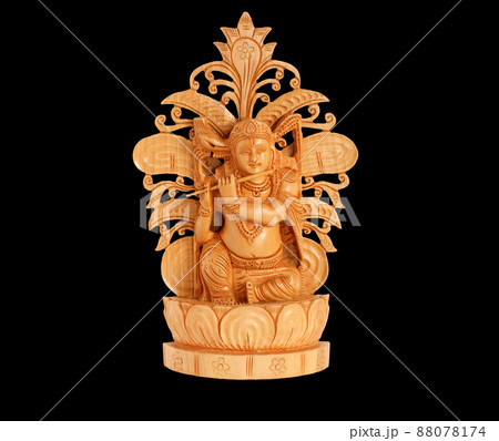 The wooden figure of God, a souvenir gift, India, in isolation 88078174