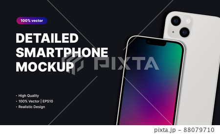 White Smartphone Mockup. Banner for Ui Design or App Presentation 88079710