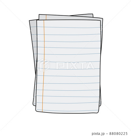 Blank lined sheet. White page. Template for text. Hand drawn doodle style 88080225
