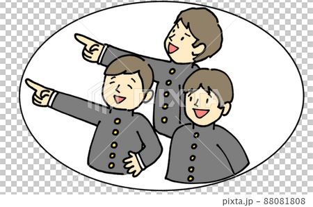 指點姿勢 穿制服的學生（帶圓窗） 88081808