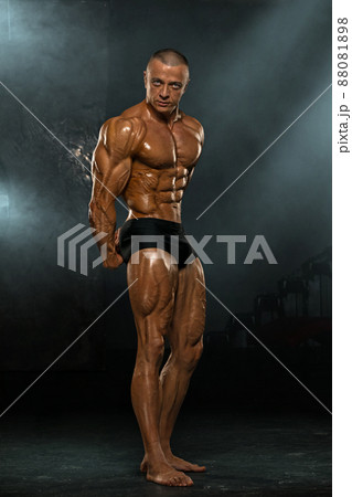 Athletic man epic poses, classic bodybuilding poses Athletic man epic poses, classic bodybuilding poses 88081898