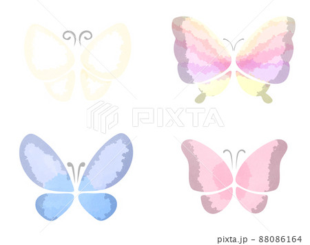 かわいい淡い水彩蝶々のイラスト素材