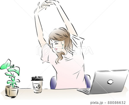 仕事で一息つく女性 88086632