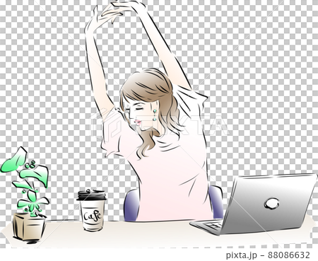 一個女人在工作中休息 一個女人在工作中休息 88086632