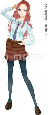 元気な女子高生の立ち絵 - 怒る 元気な女子高生の立ち絵 - 怒る 88086755