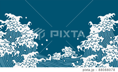 波柄　和風　背景イラスト 88088078