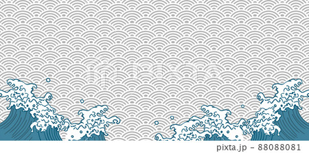 波柄 和風 背景イラスト 波柄 和風 背景イラスト 88088081