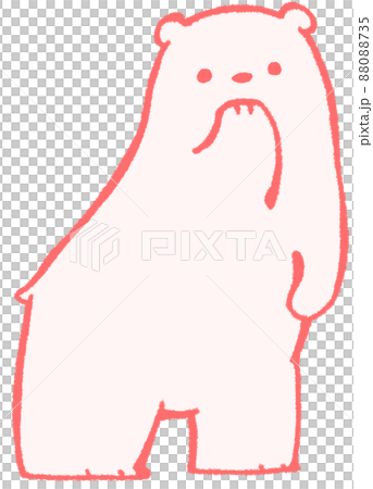 A polar bear with its front legs on its mouth while angled its upper body (red) A polar bear with its front legs on its mouth while angled its upper body (red) 88088735