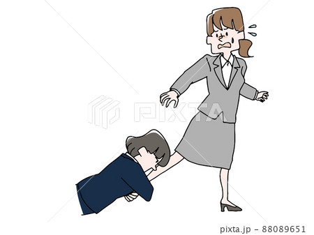 他人に足を引っ張られている女性 コミカルな手書きの人物 ベクター、線画にカラー 他人に足を引っ張られている女性 コミカルな手書きの人物 ベクター、線画にカラー 88089651