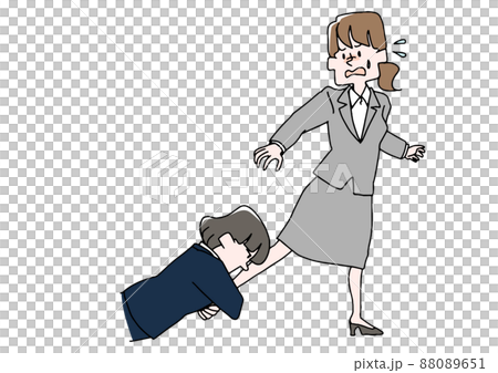 他人に足を引っ張られている女性 コミカルな手書きの人物 ベクター、線画にカラー 他人に足を引っ張られている女性 コミカルな手書きの人物 ベクター、線画にカラー 88089651