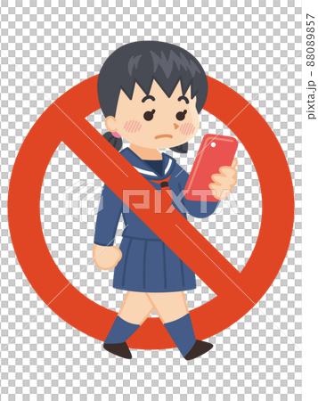 歩きスマホ禁止のマーク 女子高校生 中学生 歩きスマホ禁止のマーク 女子高校生 中学生 88089857