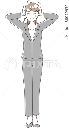 焦って困っているスーツを着た女性（全身）2 88090936