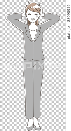 焦って困っているスーツを着た女性（全身）2 88090936