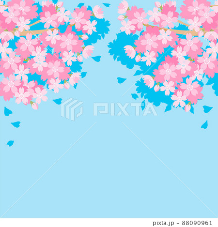桜　さくら　フレーム　背景　春　花　シルエット　コピースペース　シンプル　ポップ　イラスト素材 88090961