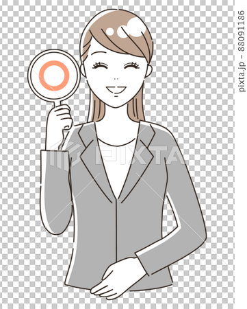 A woman in a suit that puts out a round mark (upper body) A woman in a suit that puts out a round mark (upper body) 88091186