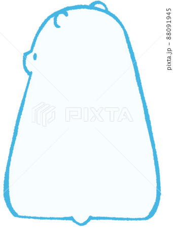 後ろ向きでこちらの様子をうかがうしろくま（青色） 88091945