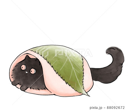 さくらもちとねこのイラスト素材 [88092672] - PIXTA