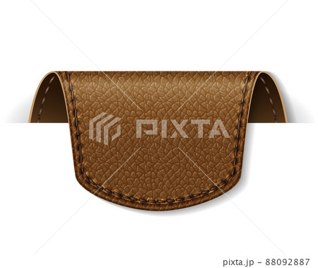 Brown leather tag label. Vector realistic illustration Brown leather tag label. Vector realistic illustration 88092887