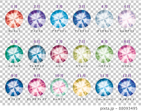 誕生石 誕生月 バースデージュエリー イラストセット ブリリアントカット 誕生石 誕生月 バースデージュエリー イラストセット ブリリアントカット 88093495