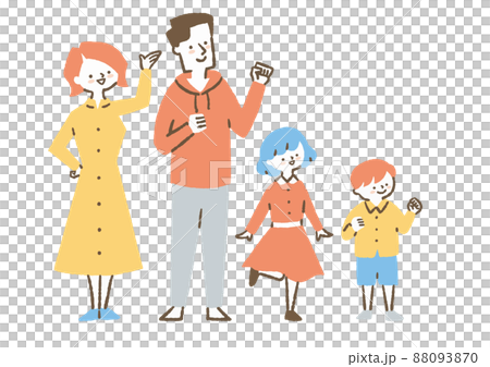 案内する仲良し4人家族_色 88093870