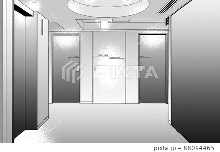 漫画風ペン画イラスト 店舗 ホテルのイラスト素材