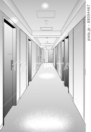 漫画風ペン画イラスト 店舗 ホテルのイラスト素材