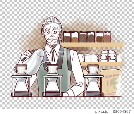 Coffee shop master preparing coffee 88094567