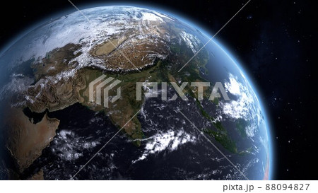 宇宙から見たアジアを中心にした地球の3dイラストのイラスト素材 0947