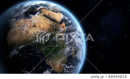 宇宙から見たアフリカ大陸を中心にした地球の3Dイラスト 宇宙から見たアフリカ大陸を中心にした地球の3Dイラスト 88094829