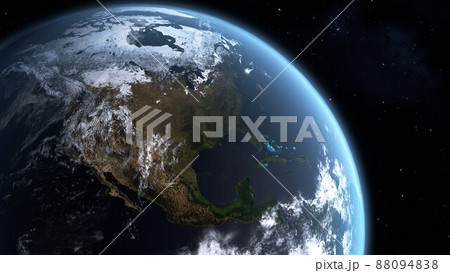 宇宙から見た北アメリカを中心にした地球の3Dイラスト 88094838