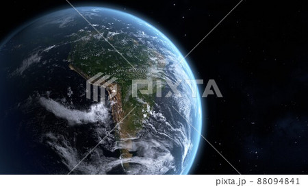 宇宙から見た南アメリカを中心にした地球の3Dイラスト 88094841