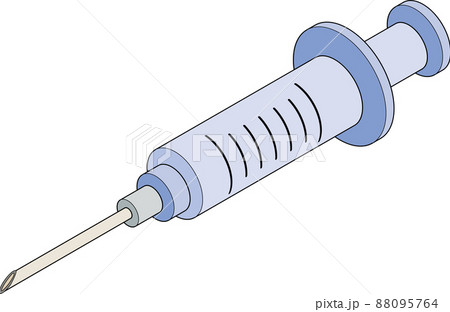 主線ありの立体的でアイソメトリックな注射器のイラスト のイラスト素材