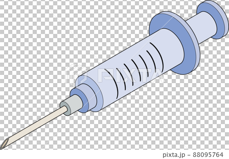 主線ありの立体的でアイソメトリックな注射器のイラスト. 88095764