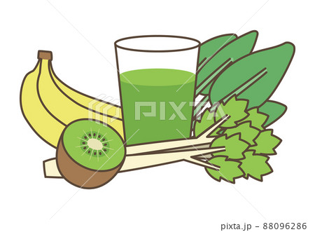 葉物野菜と野菜ジュースのイラスト 88096286